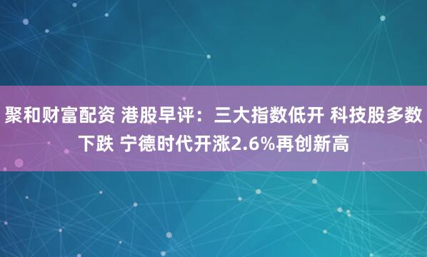 聚和财富配资 港股早评：三大指数低开 科技股多数下跌 宁德时代开涨2.6%再创新高